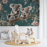 Baby koala wall mural creating a cozy reading nook in a children's bedroom