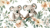 Koala and floral design file showing detailed pattern with peach blossoms and sage foliage