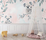 Eucalyptus koala wallpaper brightening up a small bedroom space