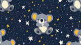 Koala and stars design file showing the complete pattern with rich navy background