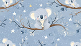 Koala nursery wallpaper design file showing detailed starry pattern and eucalyptus leaves