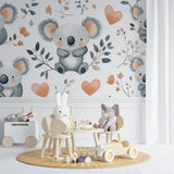 Nursery animal wallpaper installed above a white crib in a peaceful nursery setting