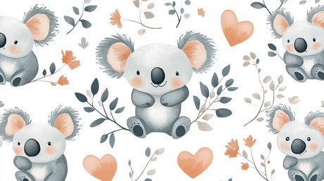Koala wallpaper design file showing detailed floral pattern and sweet heart elements