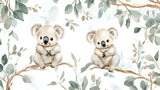 Koala wallpaper design file showing detailed watercolor eucalyptus pattern and adorable koalas