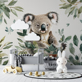 Eucalyptus koala wall mural adding warmth to a playroom setting