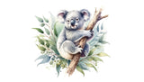 Koala and eucalyptus watercolor design file showing intricate pattern details