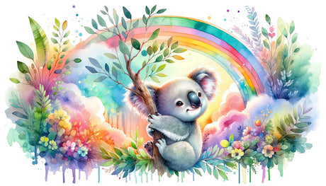 Koala watercolor wallpaper design file showing full rainbow fantasy pattern