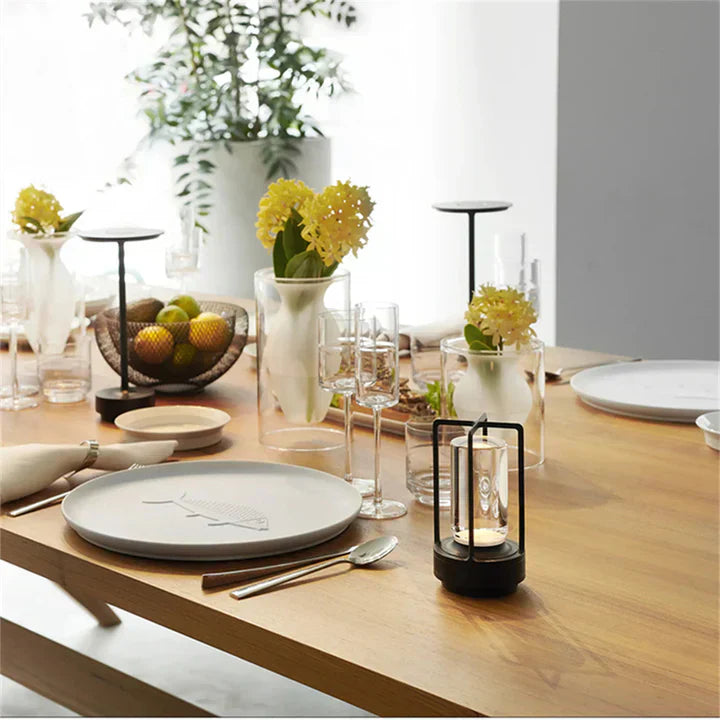 Modern Industrial Table Lamp  Glass Cylinder Metal Frame Design - Product detail 6