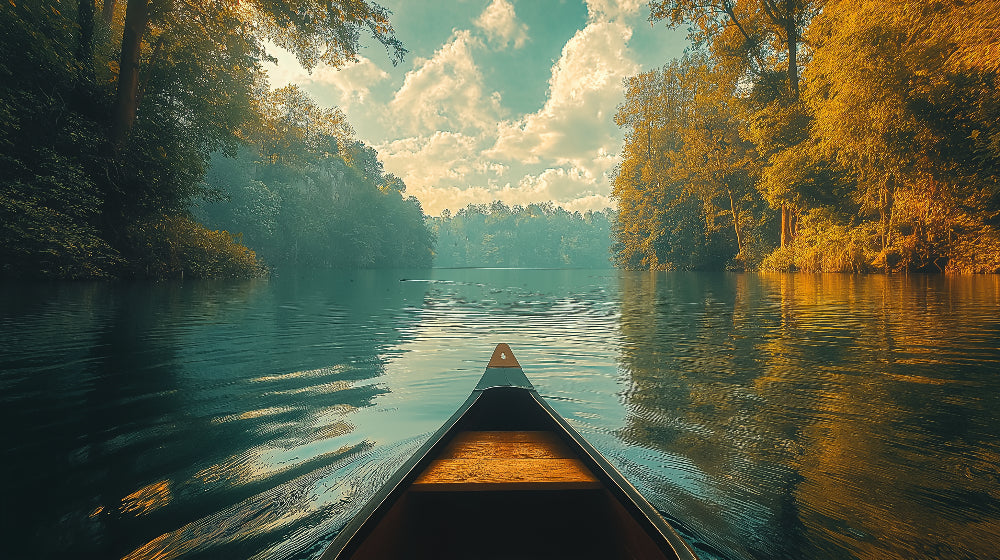 Lake and golden forest reflection design file showing detailed water ripples and autumn foliage pattern