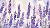 Watercolor lavender wallpaper design file, delicate purple floral pattern with soft misty background