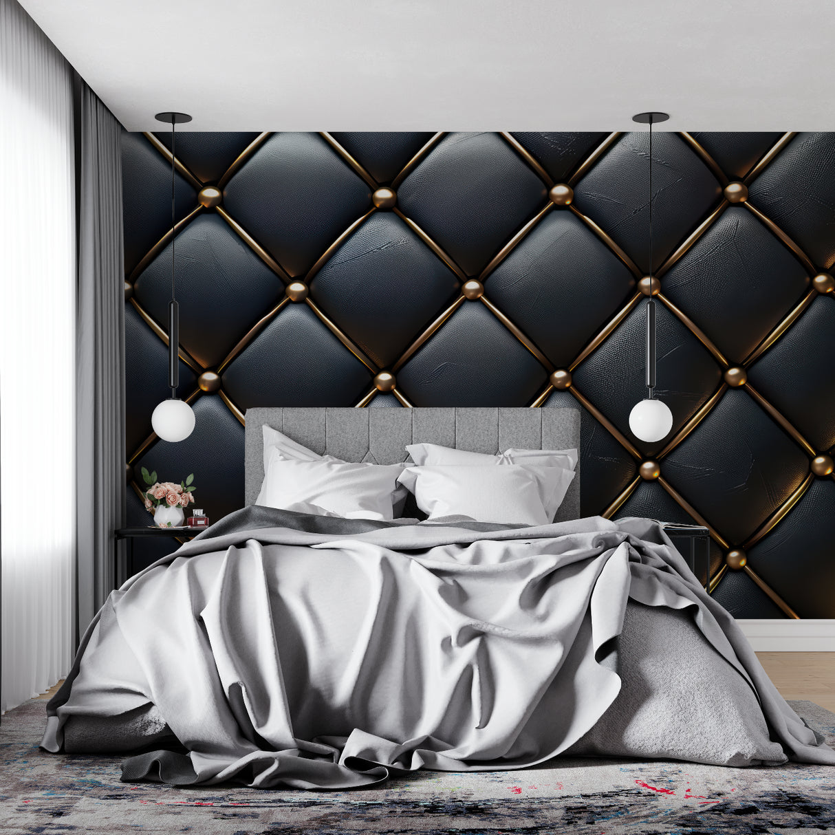 Leather textured wallpaper bringing luxury to hotel lobby entrance