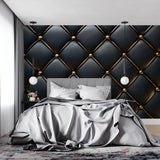 Leather textured wallpaper bringing luxury to hotel lobby entrance