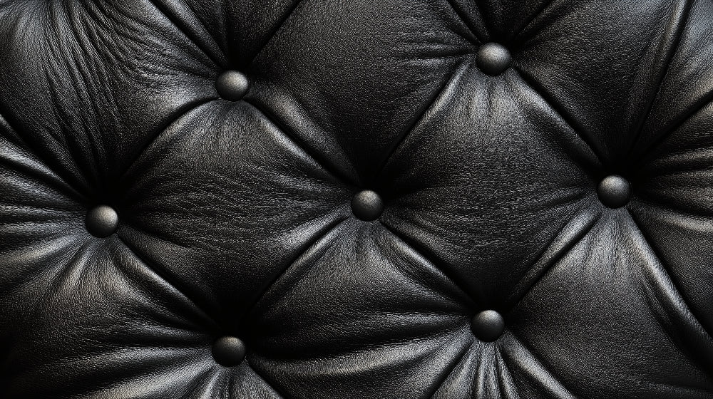 Black tufted Chesterfield wallpaper design file showing detailed leather texture and button pattern