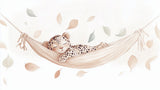 Baby Leopard Wallpaper design file showing detailed watercolor illustration of sleeping cub in hammock