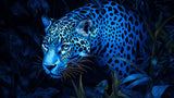 Neon blue leopard wallpaper design file showing detailed spotted pattern and glowing effects