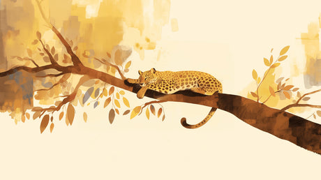Leopard wallpaper mural creating a stunning feature wall in a modern living room with gold accents