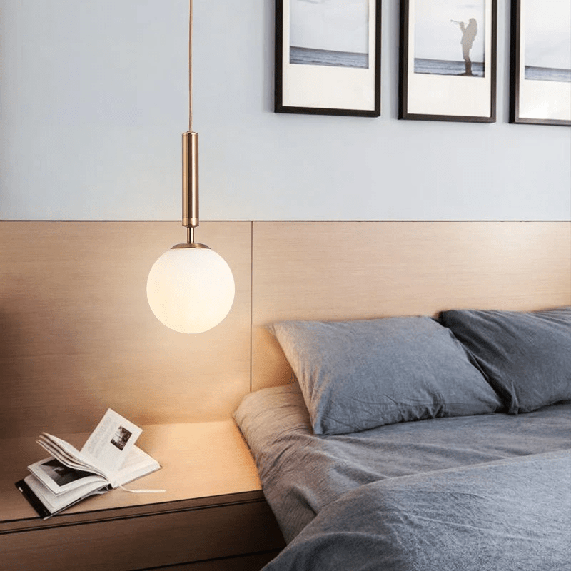 Modern Globe Pendant Light  Brass Cylinder Design - Detailed view