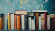 Library wallpaper mural styled in a cozy home office with natural lighting and wooden furniture