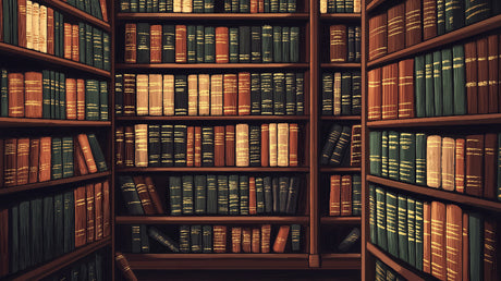 Vintage library wallpaper design file showing detailed book spines and wooden shelving pattern