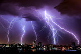 Lightning Storm Mural design file showing detailed purple storm clouds and electric flashes over city skyline