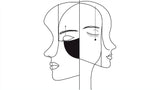 Abstract Face Line Art Wallpaper design file showing continuous black lines on white background