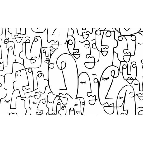 Black and white abstract faces design file showing continuous line drawing pattern