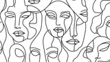 Abstract faces line art wallpaper design file showing continuous black strokes on white background