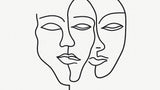 Abstract line art face pattern design file showing fluid black strokes on white background