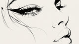 Black and white line art face sketch design file showing intricate details and fluid strokes