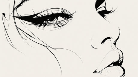 Black and white line art face sketch design file showing intricate details and fluid strokes