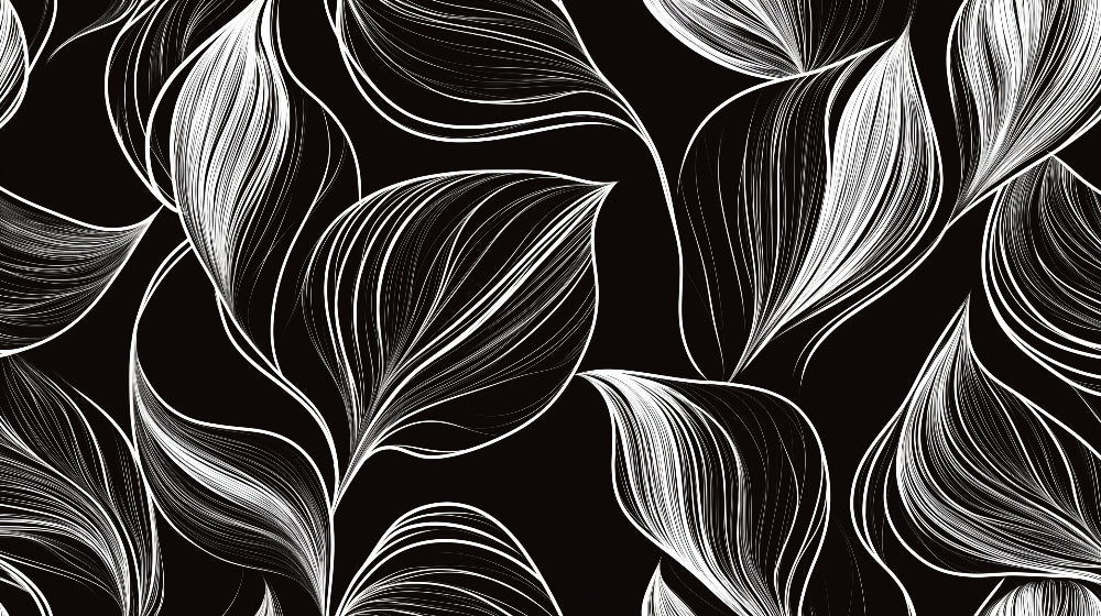 Line art feather pattern design file showing intricate black and white details