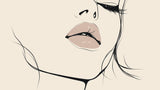 Minimalist line art portrait design file showing elegant black strokes on beige background