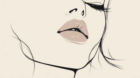 Minimalist line art portrait design file showing elegant black strokes on beige background