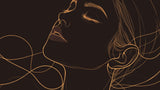 Line art portrait wallpaper design file showing intricate black and white pattern