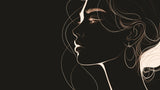 Line Art Mural Wallpaper | Golden Profile on Black Canvas