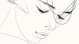 Line Art Tapete | Minimalistisches Schwarz-Weiß-Porträt