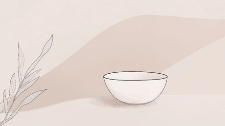 Line art bowl and branch design file showing elegant black strokes on beige background