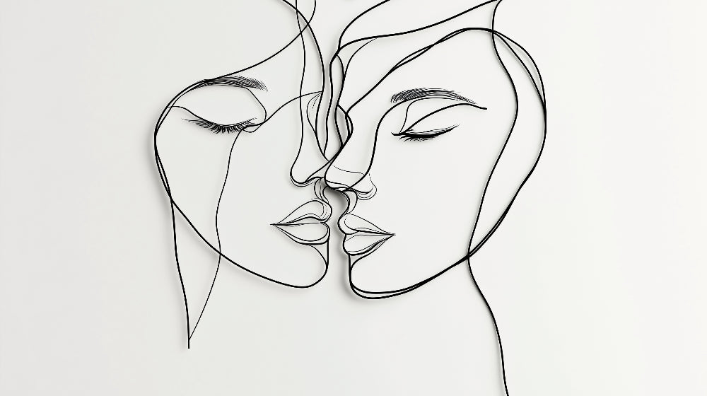 Minimalist line art faces design file showing elegant continuous black lines on white background