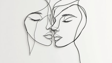 Minimalist line art faces design file showing elegant continuous black lines on white background