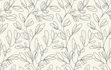Minimalist floral line art design file showing continuous botanical pattern on beige background
