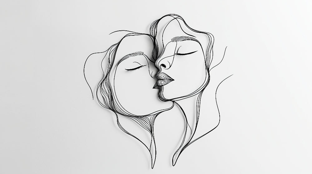 Line art portrait design file showing elegant continuous black lines on white background