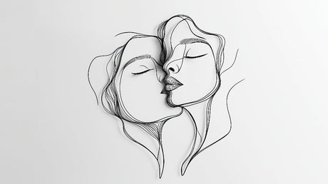 Line art portrait design file showing elegant continuous black lines on white background