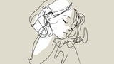 Minimalist line art portrait design file showing elegant continuous black strokes on beige background