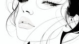 Line Art Mural Wallpaper | Modern Black and White Portrait