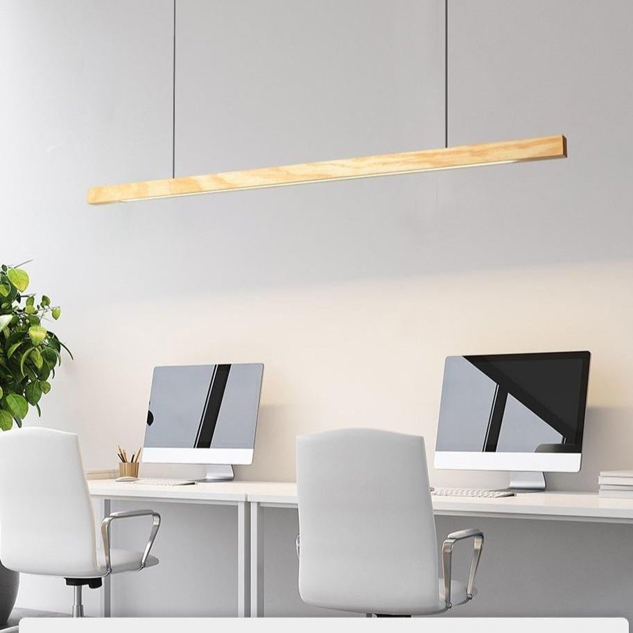 Wooden LED Linear Pendant Light  Pine or Walnut Finish - Product detail 8