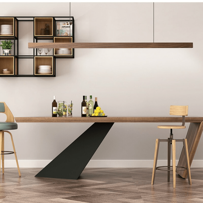 Wooden LED Linear Pendant Light  Pine or Walnut Finish - Product detail 5