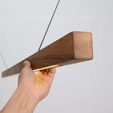 Wooden LED Linear Pendant Light  Pine or Walnut Finish - Product detail 4