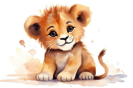 Watercolor Lion Cub design file showing detailed safari artwork pattern