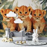 Lion Cubs Wall Mural bringing warmth to playroom with natural lighting