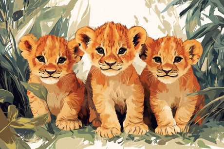 Lion Cubs design file showing detailed pattern of cubs and tropical foliage